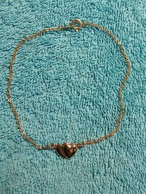Gold Double Heart Pendant Chain Ankle Bracelet - Women Jewelry